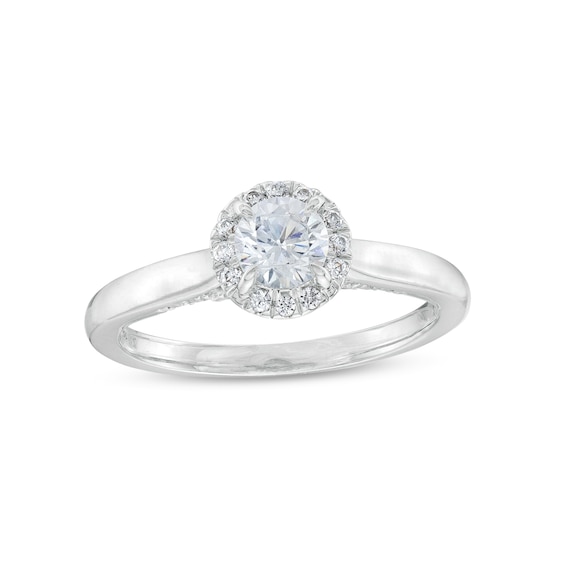 0.75 CT. T.W. Certified Diamond Frame Engagement Ring in 18K White Gold (F/I1)