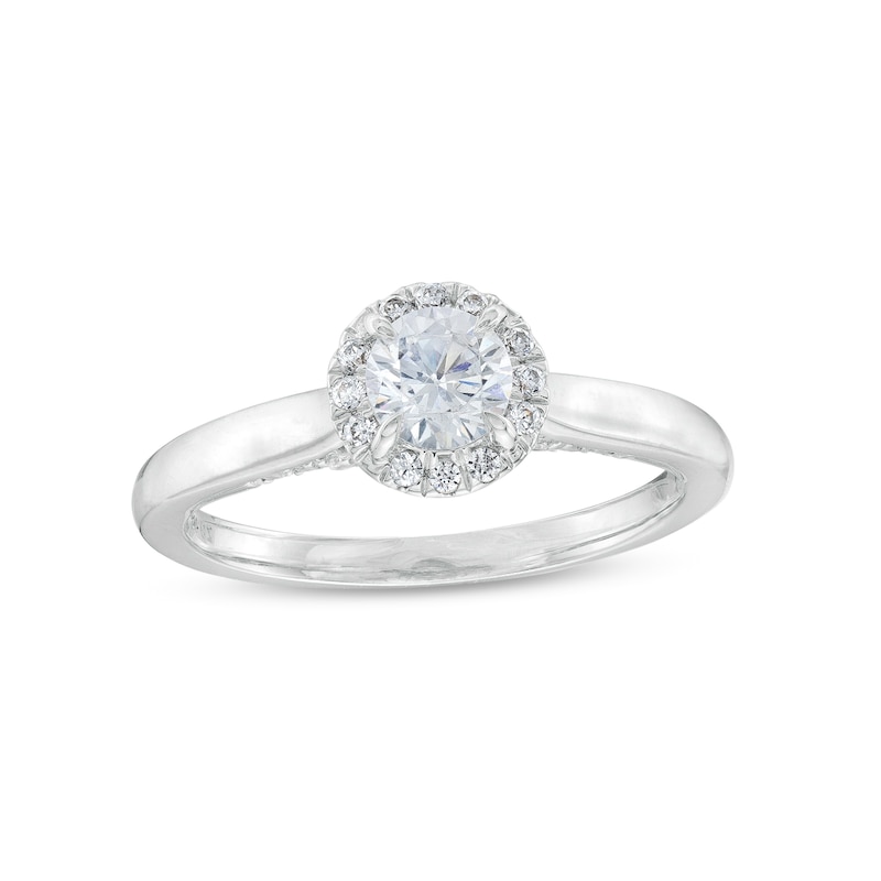 0.75 CT. T.W. Certified Diamond Frame Engagement Ring in 18K White Gold (F/I1)|Peoples Jewellers