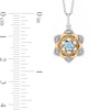 Enchanted Disney Jasmine Swiss Blue Topaz and 0.085 CT. T.W. Diamond Flower Pendant in Sterling Silver and 10K Gold