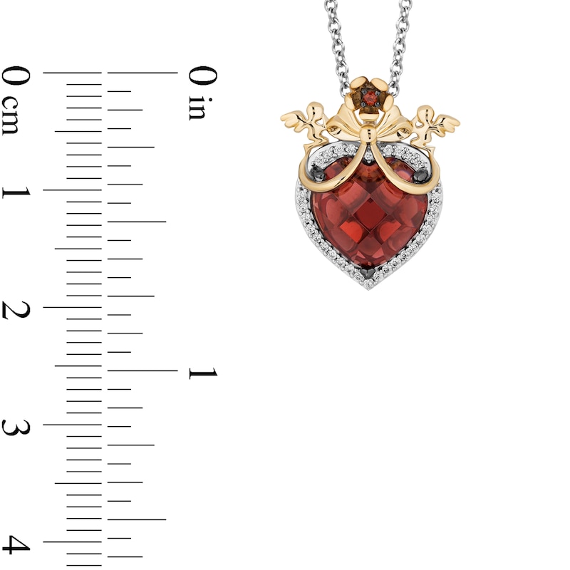 Enchanted Disney Snow White Heart-Shaped Garnet and 0.085 CT. T.W. Diamond Pendant in Sterling Silver and 10K Gold – 19"|Peoples Jewellers