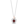 Thumbnail Image 0 of Enchanted Disney Snow White Garnet and 0.145 CT. T.W. Diamond Apple Pendant in Sterling Silver and 10K Rose Gold – 19"