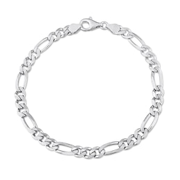 5.5mm Figaro Chain Anklet in Sterling Silver - 9&quot;