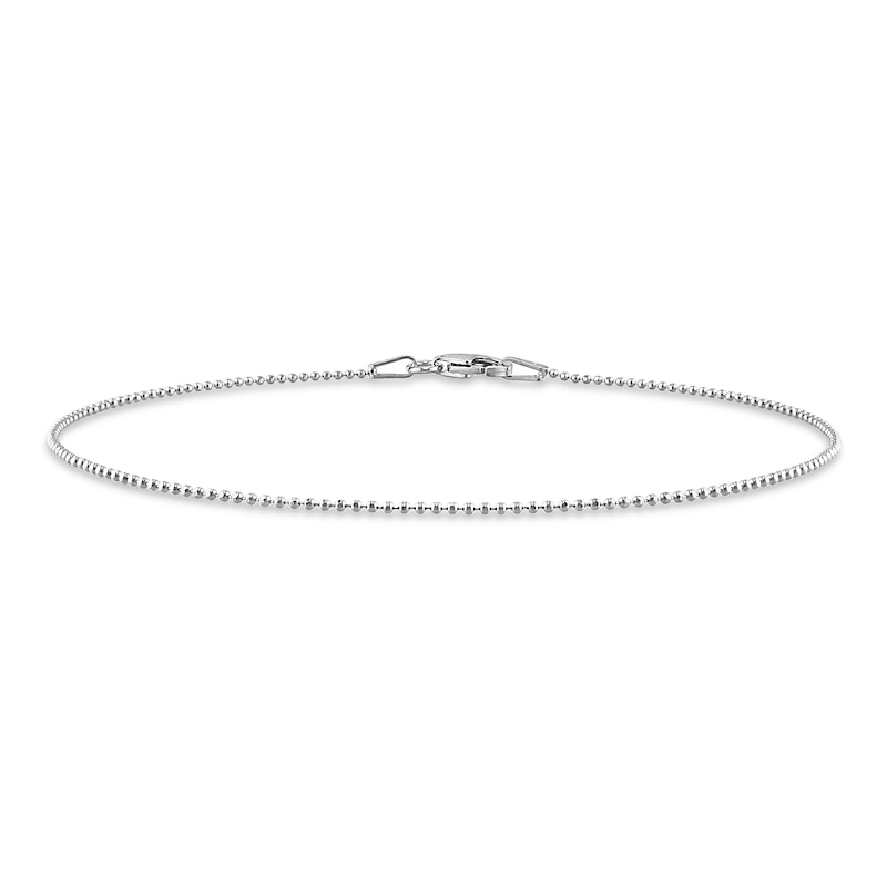 1.0mm Ball Chain Anklet in Sterling Silver - 9"
