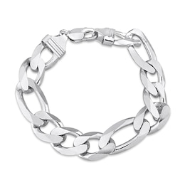 Ladies' 14.5mm Figaro Chain Bracelet in Sterling Silver - 9&quot;