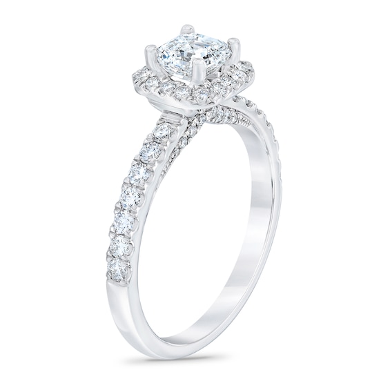 Royal Asscher® 1.25 CT. T.W. Diamond Frame Engagement Ring in 14K White Gold