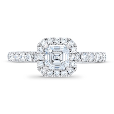 Royal Asscher® 1.25 CT. T.W. Diamond Frame Engagement Ring in 14K White Gold