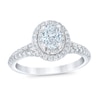 Thumbnail Image 0 of Royal Asscher® 1.00 CT. T.W. Oval Diamond Double Frame Engagement Ring in 14K White Gold