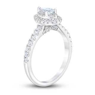 Royal Asscher® 1.00 CT. T.W. Pear-Shaped Diamond Frame Engagement Ring in 14K White Gold