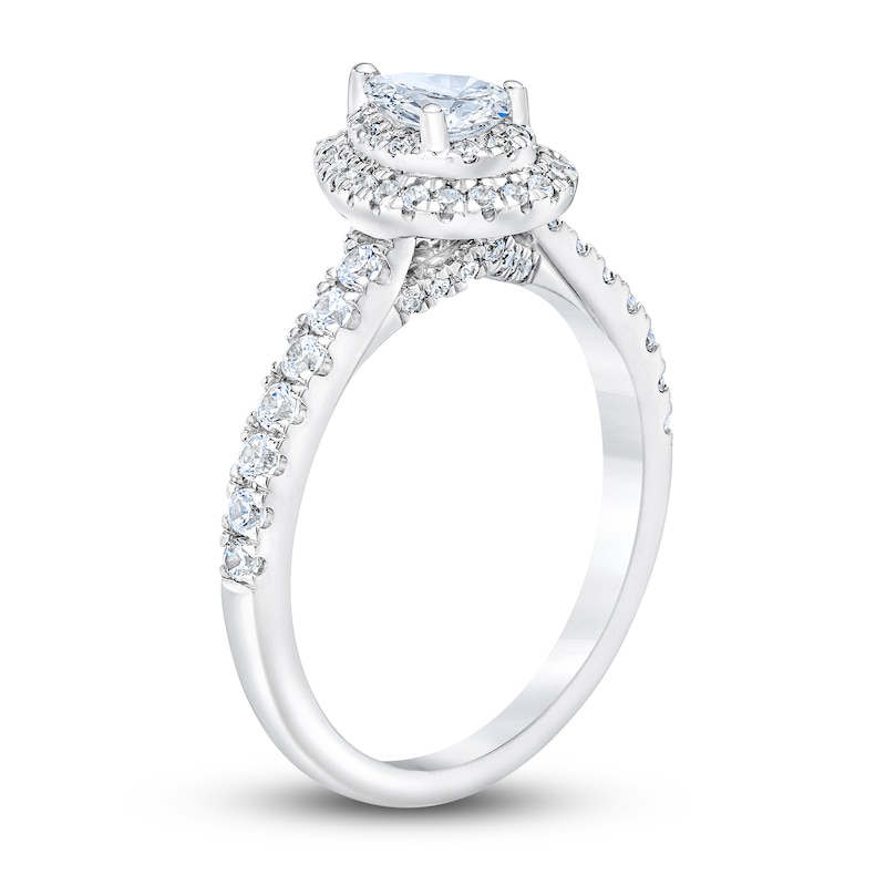 Royal Asscher® 1.00 CT. T.W. Pear-Shaped Diamond Frame Engagement Ring in 14K White Gold|Peoples Jewellers
