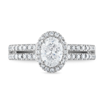 Royal Asscher® 1.20 CT. T.W. Oval Diamond Frame Engagement Ring in 14K White Gold