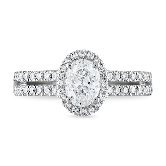 Royal Asscher® 1.20 CT. T.W. Oval Diamond Frame Engagement Ring in 14K White Gold