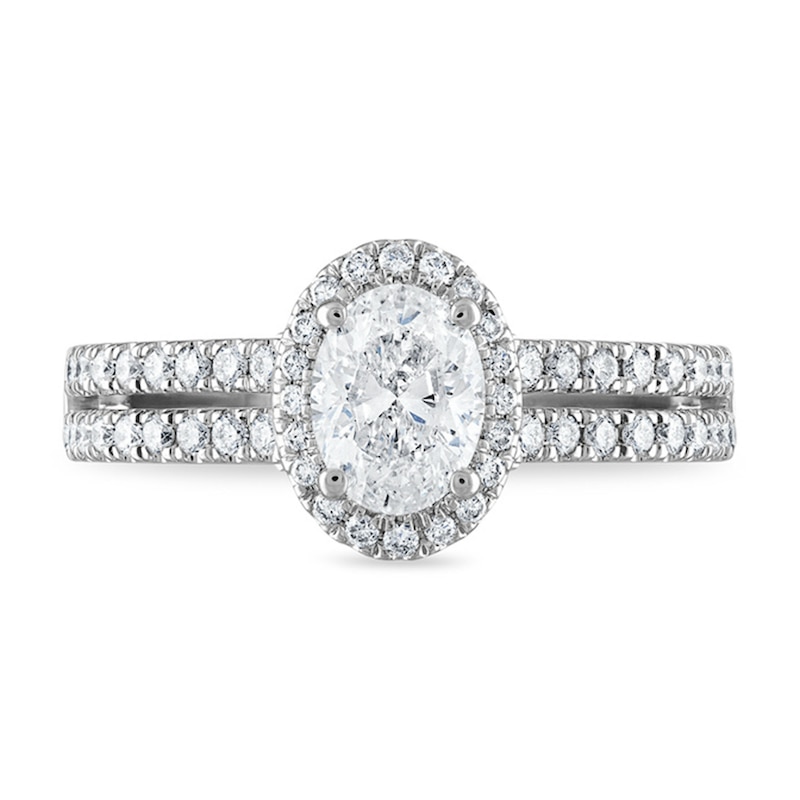 Royal Asscher® 1.20 CT. T.W. Oval Diamond Frame Engagement Ring in 14K White Gold