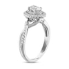 Royal Asscher® 0.75 CT. T.W. Diamond Double Frame Twist Shank Engagement Ring in 14K White Gold