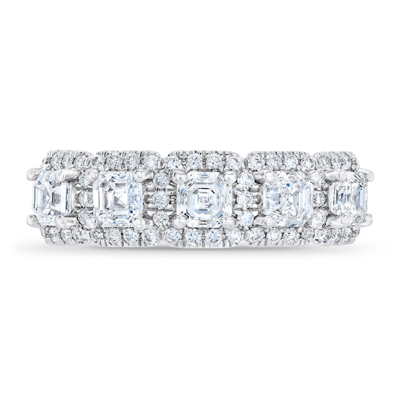 Royal Asscher® CT. T.W. Diamond Frame Five Stone Anniversary Band in 14K White Gold