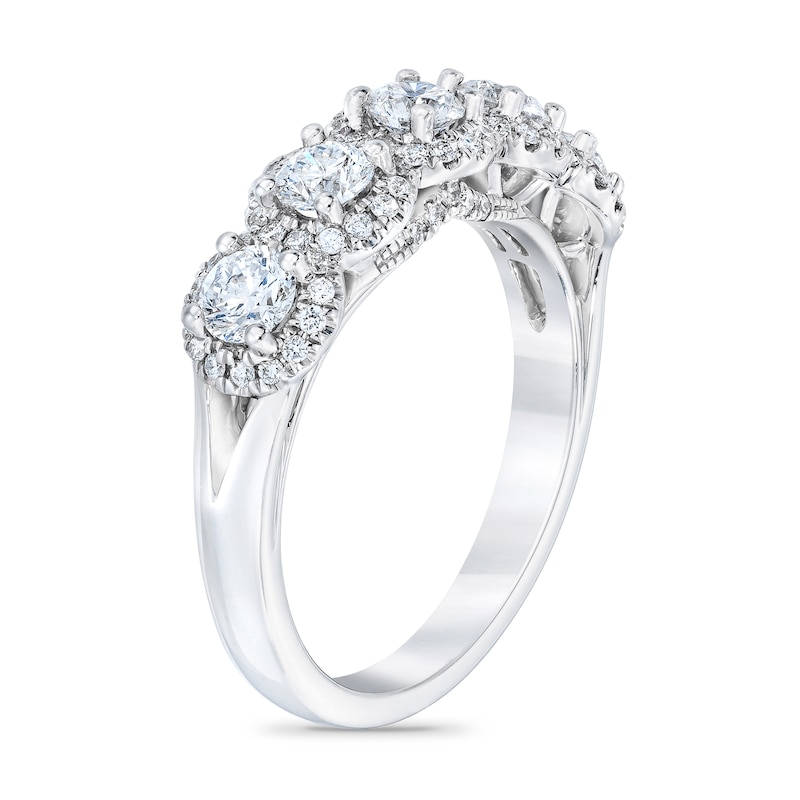 Main Image 2 of Royal Asscher® 1.25 CT. T.W. Diamond Frame Five Stone Anniversary Band in 14K White Gold