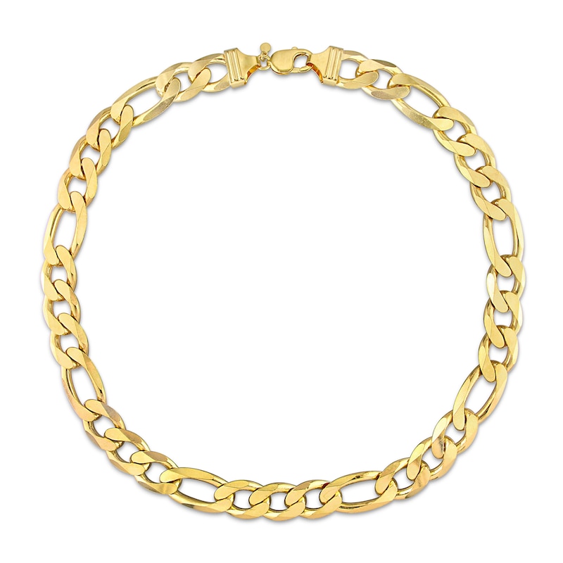 14.5mm Figaro Chain Necklace in Sterling Silver with Yellow Rhodium - 22"