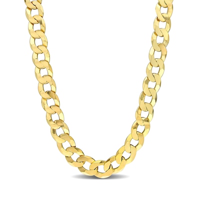 12.5mm Curb Chain Necklace in Sterling Silver with Yellow Rhodium - 24"