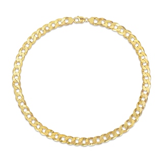 12.5mm Curb Chain Necklace in Sterling Silver with Yellow Rhodium - 24"