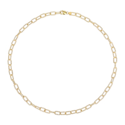 9.0mm Diamond-Cut Paper Clip Chain Necklace in Sterling Silver with Yellow Rhodium