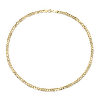 6.5mm Curb Chain Necklace in Sterling Silver with Yellow Rhodium