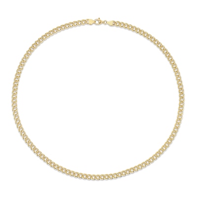 6.5mm Curb Chain Necklace in Sterling Silver with Yellow Rhodium