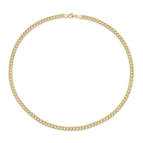 6.5mm Curb Chain Necklace in Sterling Silver with Yellow Rhodium