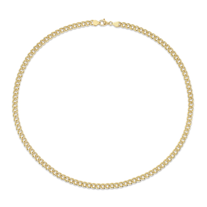 6.5mm Curb Chain Necklace in Sterling Silver with Yellow Rhodium - 24"|Peoples Jewellers