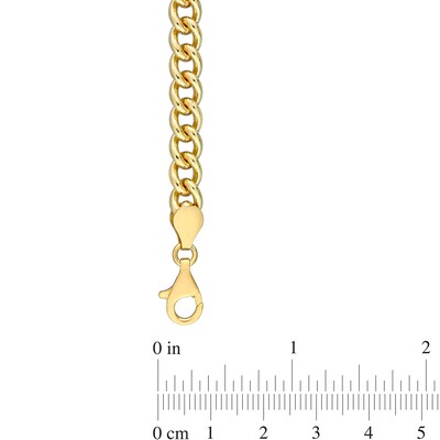 6.5mm Curb Chain Necklace in Sterling Silver with Yellow Rhodium