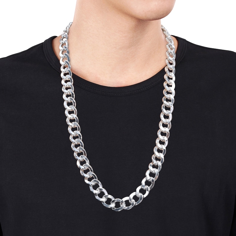 12.5mm Curb Chain Necklace in Sterling Silver - 24"|Peoples Jewellers