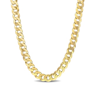 10.0mm Curb Chain Necklace in Sterling Silver with Yellow Rhodium - 24"