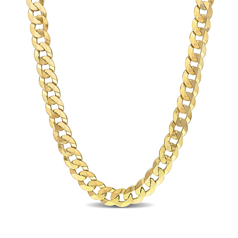 10.0mm Curb Chain Necklace in Sterling Silver with Yellow Rhodium - 24"|Peoples Jewellers