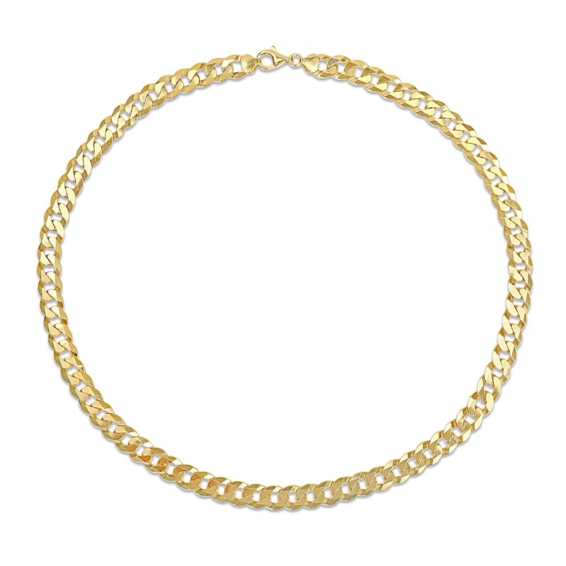 10.0mm Curb Chain Necklace in Sterling Silver with Yellow Rhodium - 24"|Peoples Jewellers