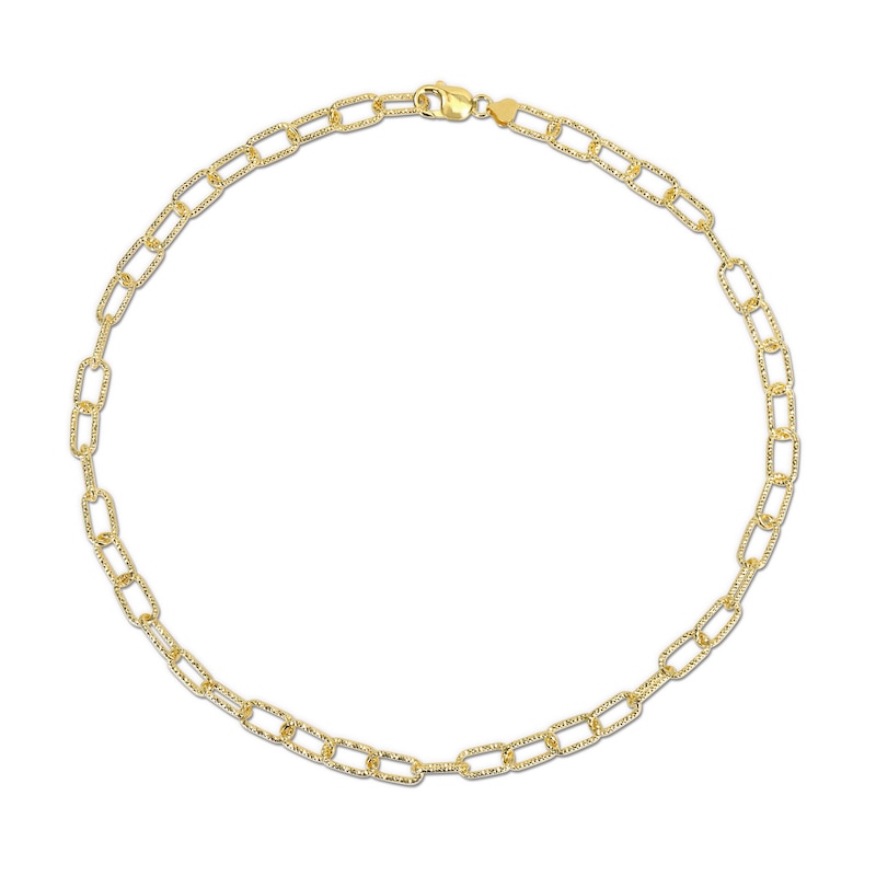 Main Image 3 of 9.0mm Diamond-Cut Paper Clip Chain Necklace in Sterling Silver with Yellow Rhodium - 24&quot;