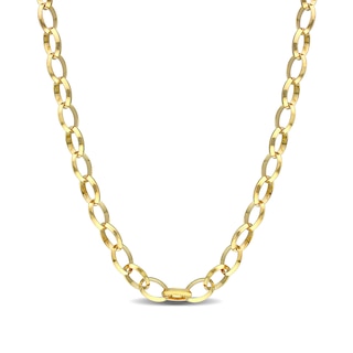 8.0mm Rolo Chain Necklace in Sterling Silver with Yellow Rhodium - 24"