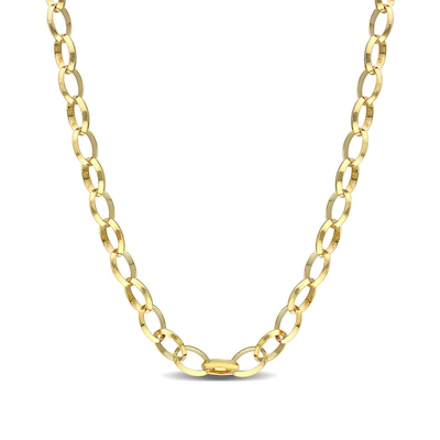 8.0mm Rolo Chain Necklace in Sterling Silver with Yellow Rhodium - 24"