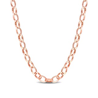 8.0mm Rolo Chain Necklace in Sterling Silver with Rose Rhodium - 24"