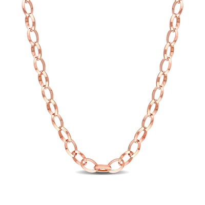 8.0mm Rolo Chain Necklace in Sterling Silver with Rose Rhodium - 24"