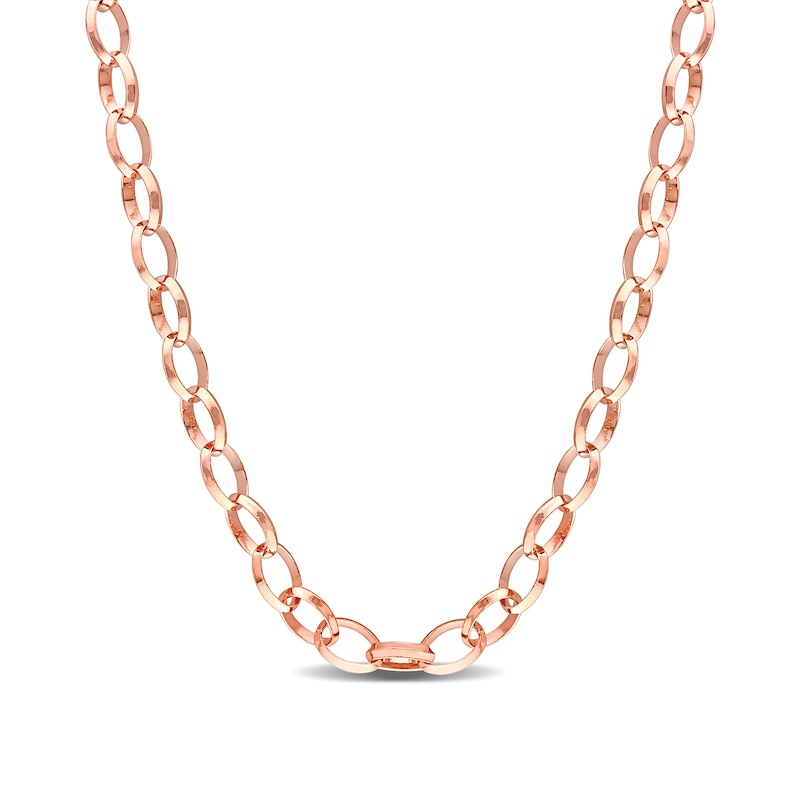 8.0mm Rolo Chain Necklace in Sterling Silver with Rose Rhodium - 24"