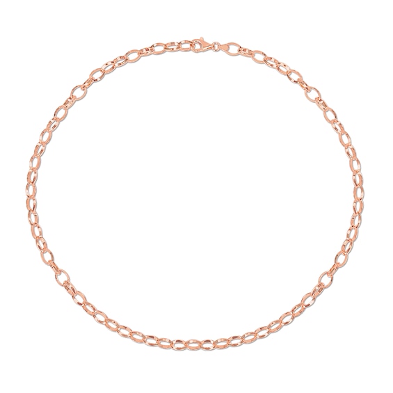 8.0mm Rolo Chain Necklace in Sterling Silver with Rose Rhodium - 24"