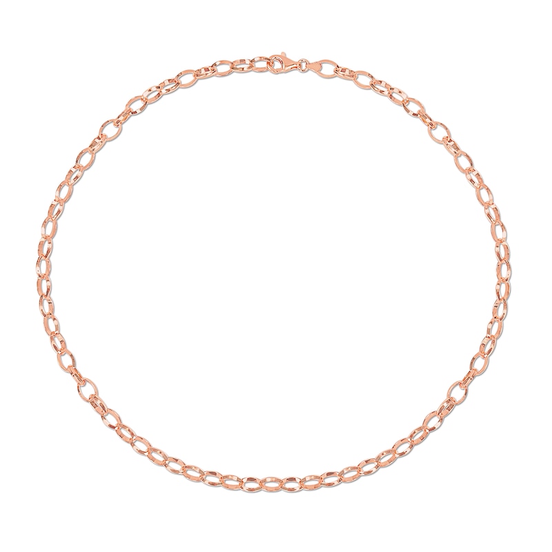 8.0mm Rolo Chain Necklace in Sterling Silver with Rose Rhodium - 24"|Peoples Jewellers