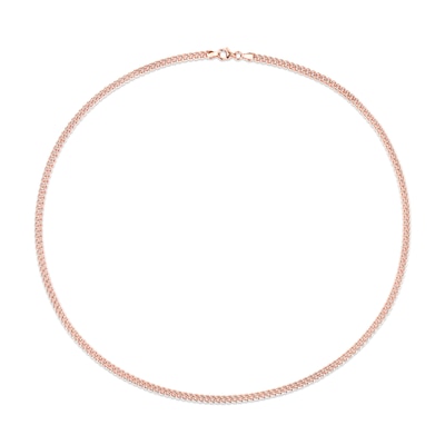 4.4mm Curb Chain Necklace in Sterling Silver with Rose Rhodium