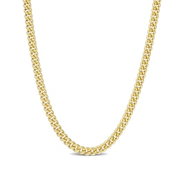 4.4mm Curb Chain Necklace in Sterling Silver with Yellow Rhodium - 24&quot;