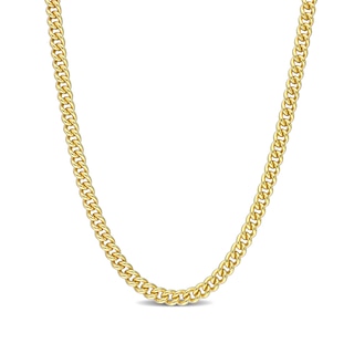 4.4mm Curb Chain Necklace in Sterling Silver with Yellow Rhodium