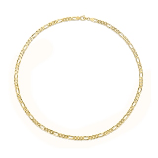 5.5mm Figaro Chain Necklace in Sterling Silver with Yellow Rhodium