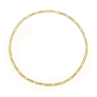 5.5mm Figaro Chain Necklace in Sterling Silver with Yellow Rhodium