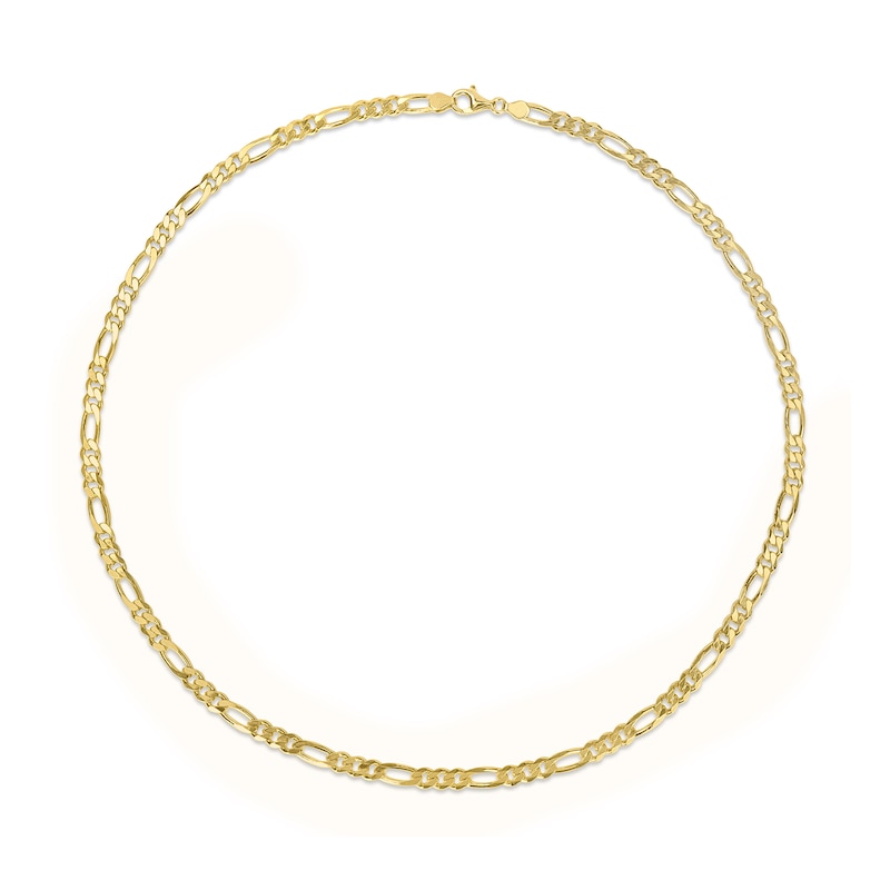 5.5mm Figaro Chain Necklace in Sterling Silver with Yellow Rhodium - 24"
