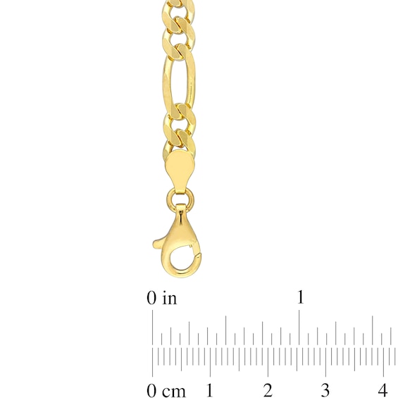 5.5mm Figaro Chain Necklace in Sterling Silver with Yellow Rhodium