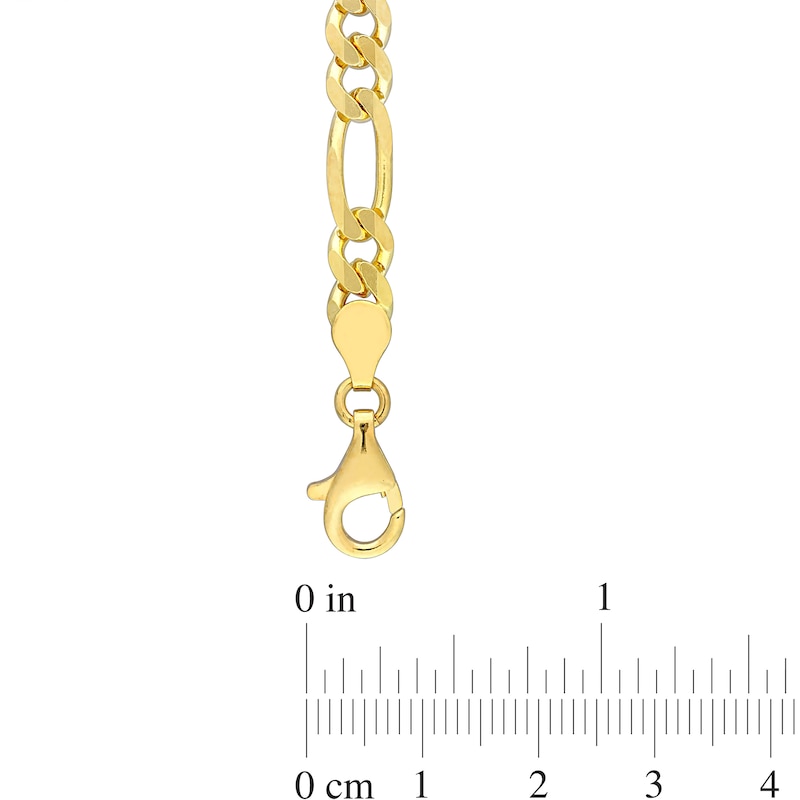 5.5mm Figaro Chain Necklace in Sterling Silver with Yellow Rhodium - 24"