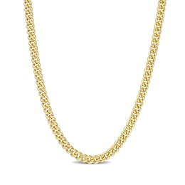 4.4mm Curb Chain Necklace in Sterling Silver with Yellow Rhodium - 20&quot;