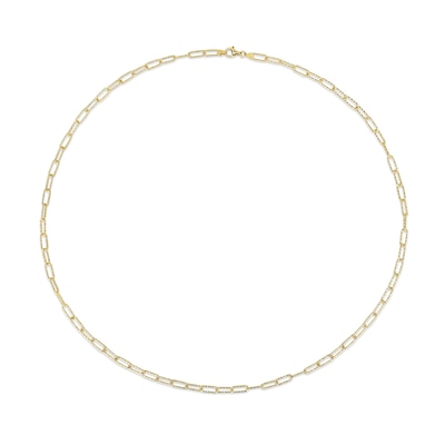 5.0mm Diamond-Cut Paper Clip Chain Necklace in Sterling Silver with Yellow Rhodium